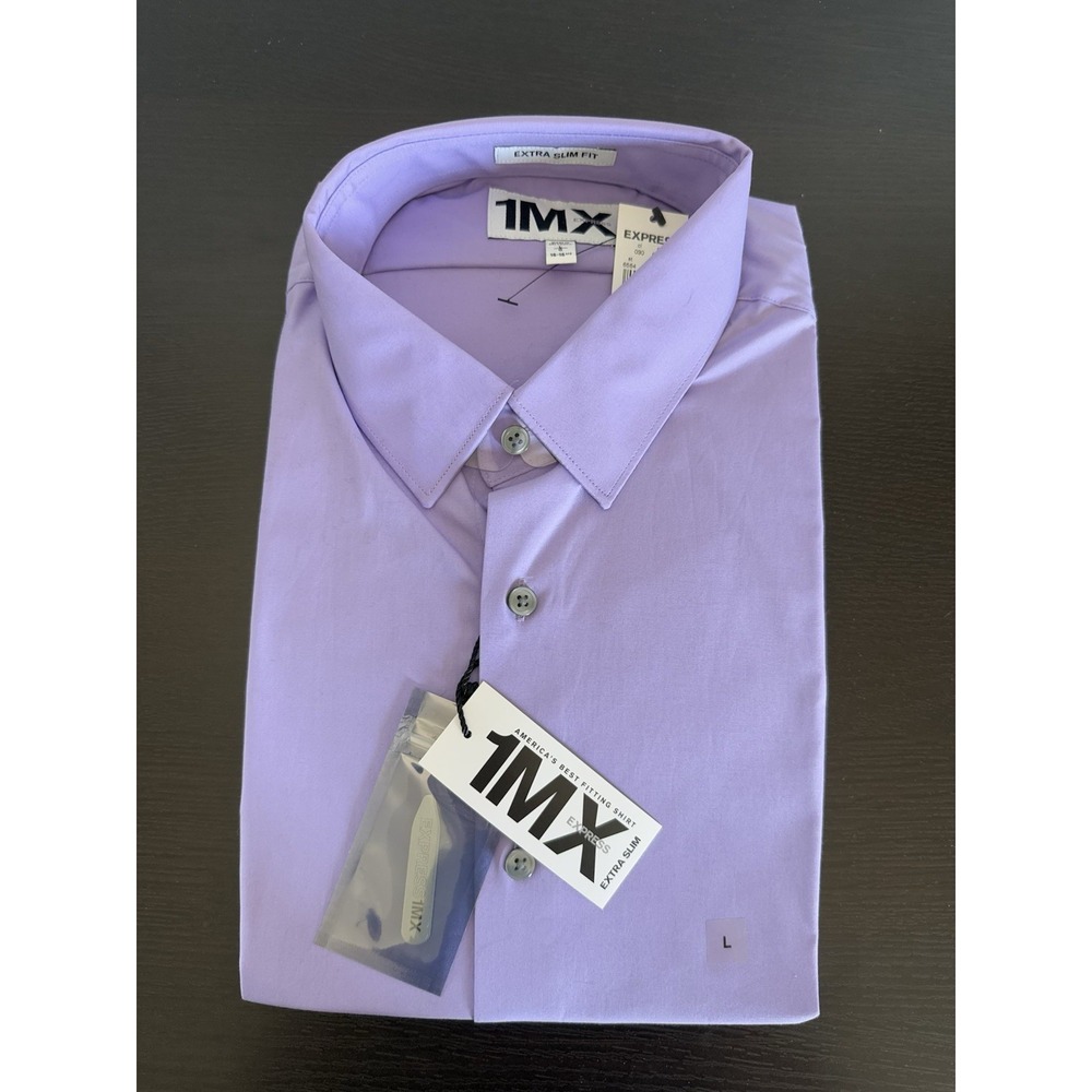 Men's Express Collard Long Sleeve Shirt Button Down Size Large Xtra Slim Fit New
